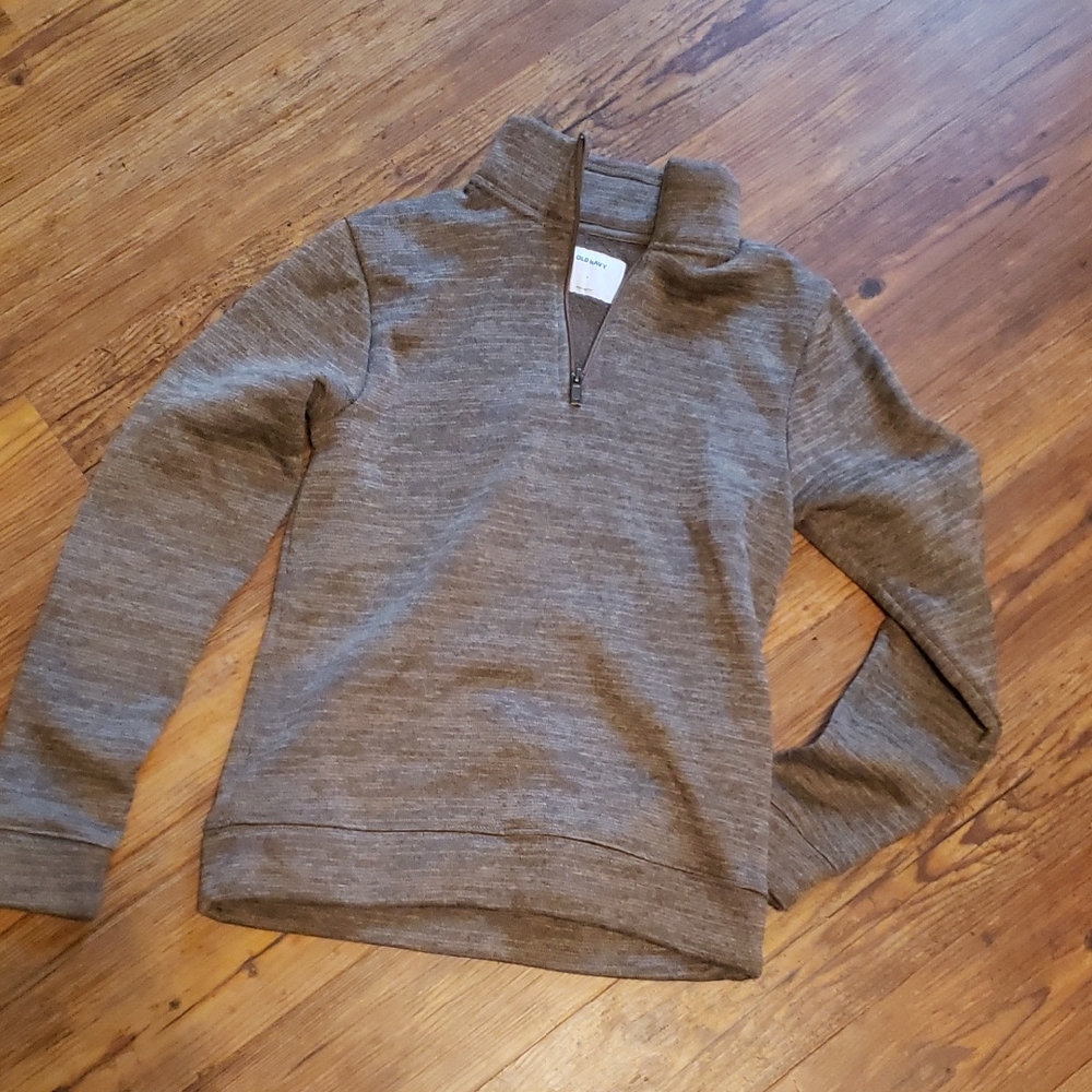 Old Navy Men's Heathered Brown Quarter-Zip Sweater